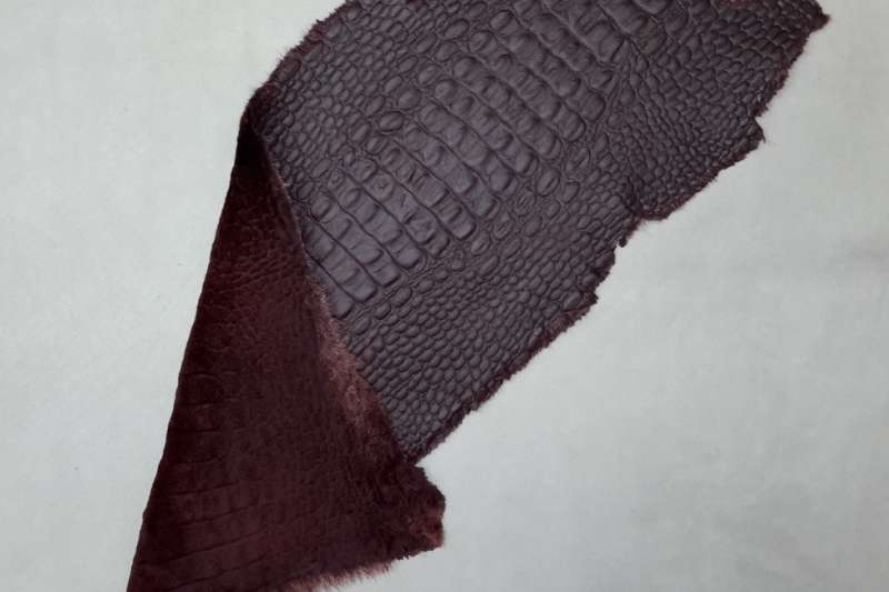 Норка стриженая с покрытием тип крокодил, цвет Гранат